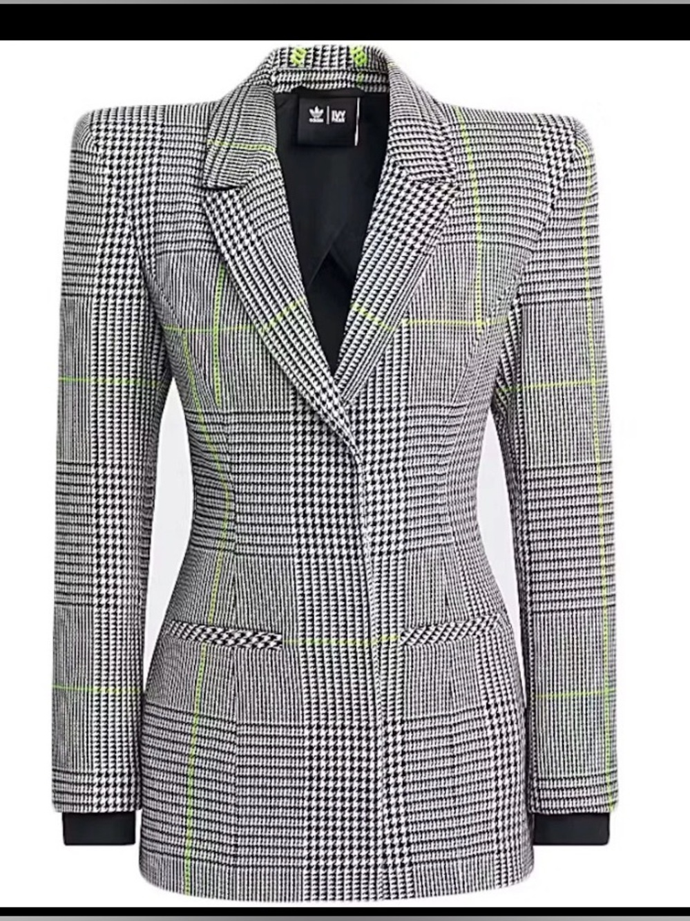 adidas x Ivy Park Black & White Houndstooth Blazer w/ Green Accent Size Large